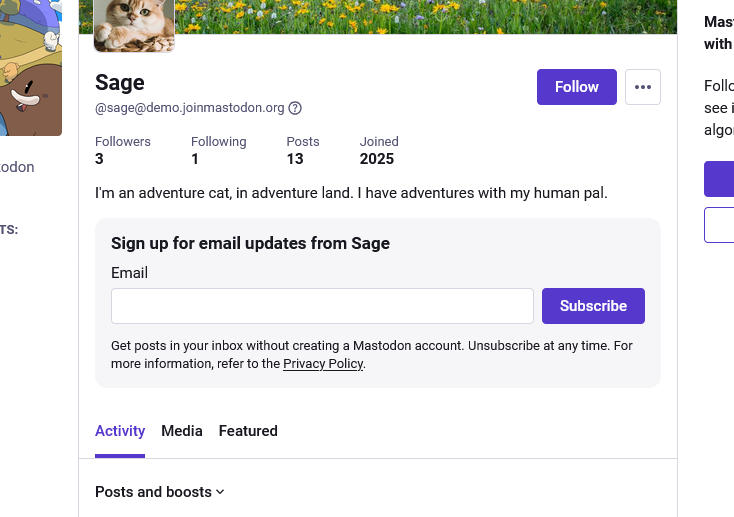 Subscribe by email demo